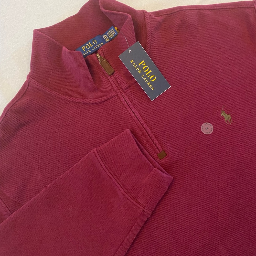 NEW Polo Ralph Lauren Men’s Maroon 1/4 Zip Pullover Sweater XXL Midweight Cotton